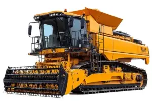 modern yellow combine harvester isolated white background heavy equipment machine features showcases complex harvesting 376571668